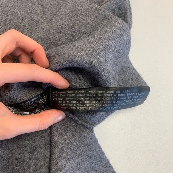 Zara Knit Sweater Womens M Medium Gray Split Seams High Low Cropped Pullover - Picture 9 of 11